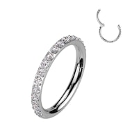 Clicker ring 1,2mm i titanium med kubisk zirconia på ytterkanten (12mm)