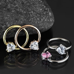 Ring 1,6mm med 5mm hjärtformad kubisk zirconia