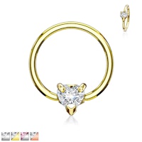 Ring 1,2mm med 3mm hjärtformad kubisk zirconia stängning