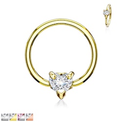 Ring 1,2mm med 3mm hjärtformad kubisk zirconia stängning