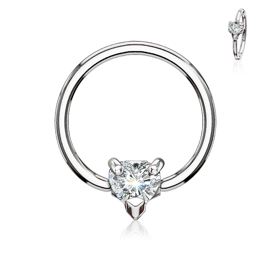 Ring 1,2mm med 3mm hjärtformad kubisk zirconia stängning
