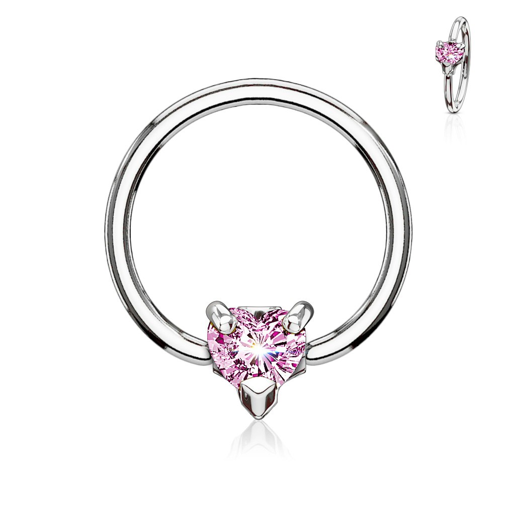 Ring 1,2mm med 3mm hjärtformad kubisk zirconia stängning