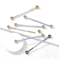 Industrial barbell 1,6mm i titanium med centrerade opaler