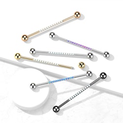 Industrial barbell 1,6mm i titanium med centrerade opaler