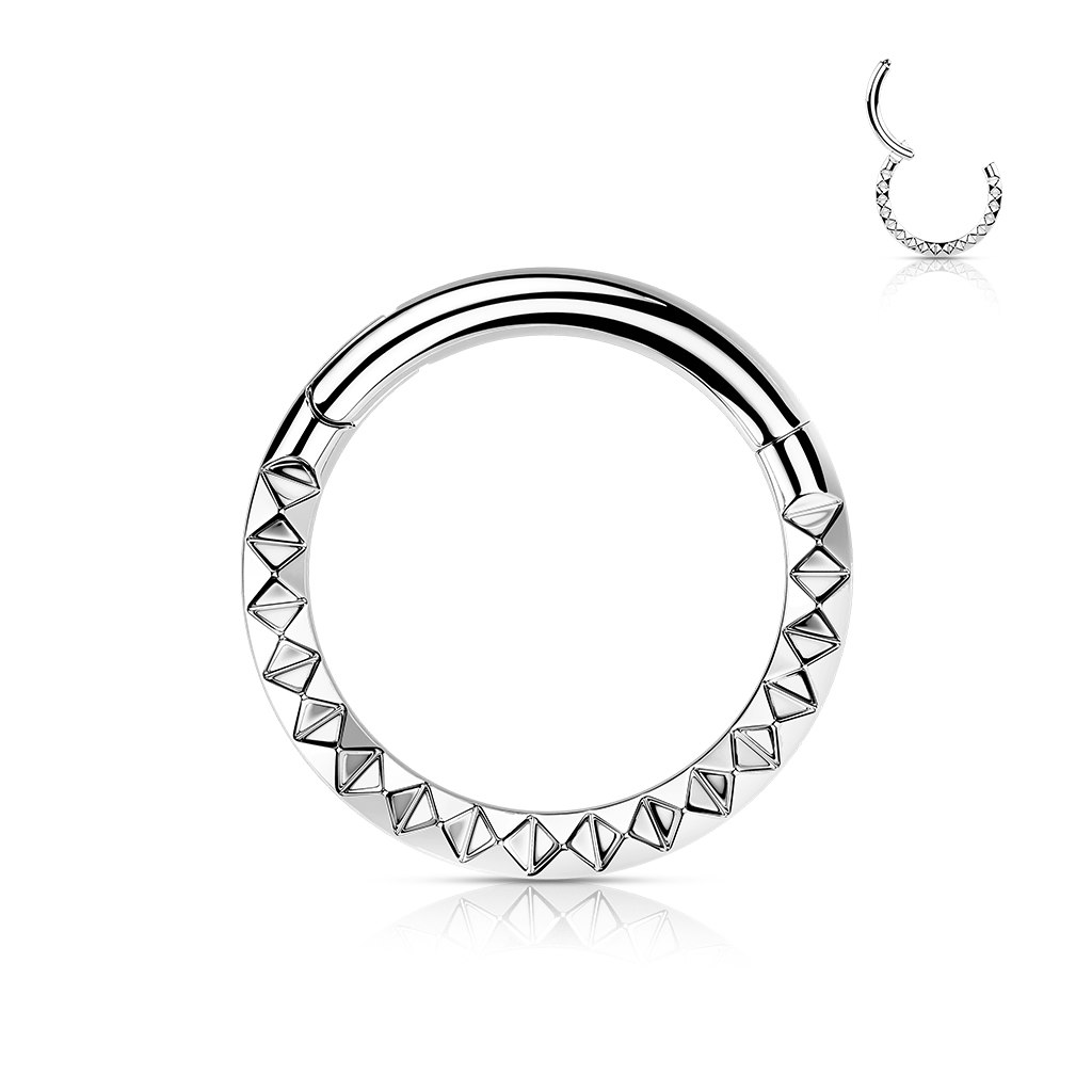 Clicker ring 1,2mm i titanium - med pyramidslipning på fronten