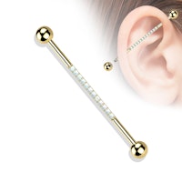 Industrial barbell 1,6mm i titanium med centrerade opaler