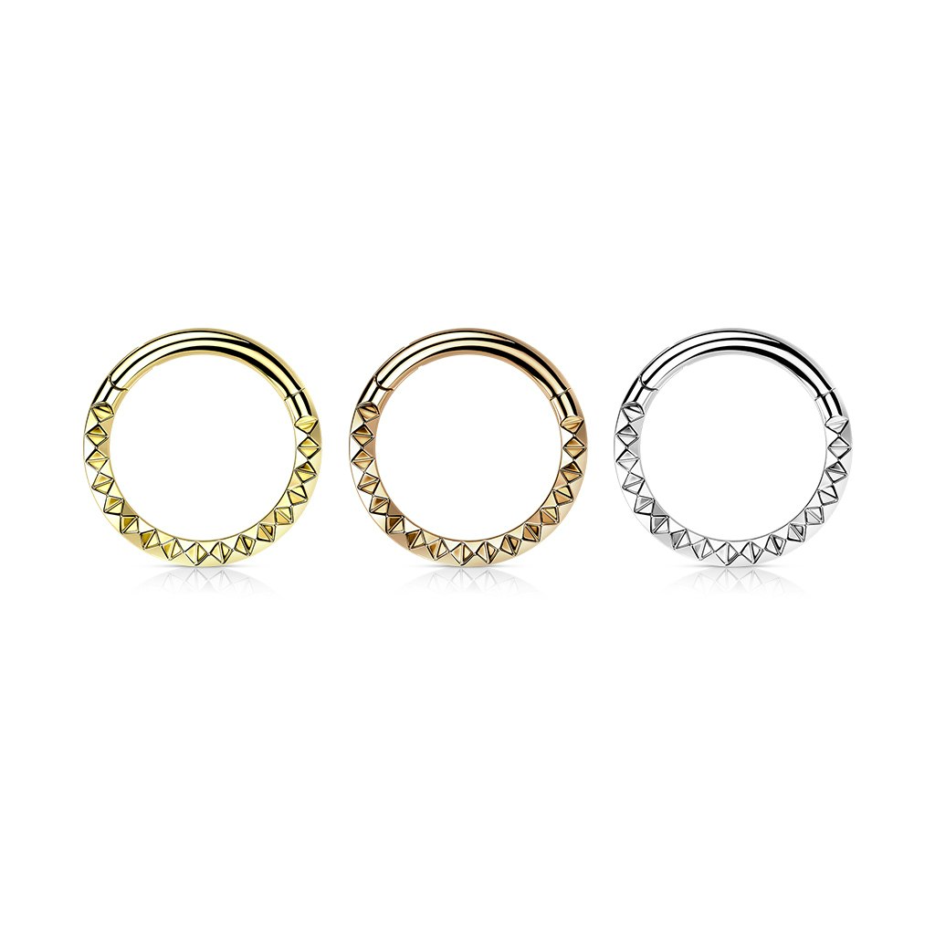 Clicker ring 1,2mm i titanium - med pyramidslipning på fronten
