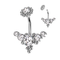 Navelpiercing i kirurgiskt stål invändigt gängad med kubisk zirconia