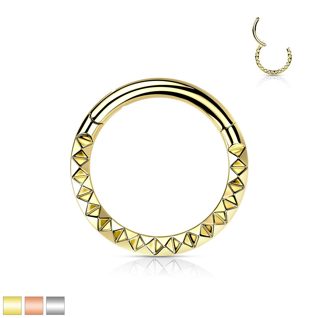 Clicker ring 1,2mm i titanium - med pyramidslipning på fronten