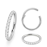 Clicker ring i titanium 1,0mm med kubisk zirconia på ytterkanten