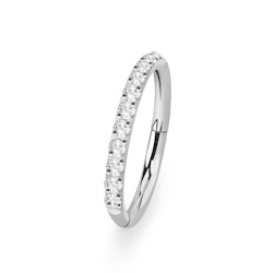 Clicker ring i titanium 1,0mm med kubisk zirconia på ytterkanten