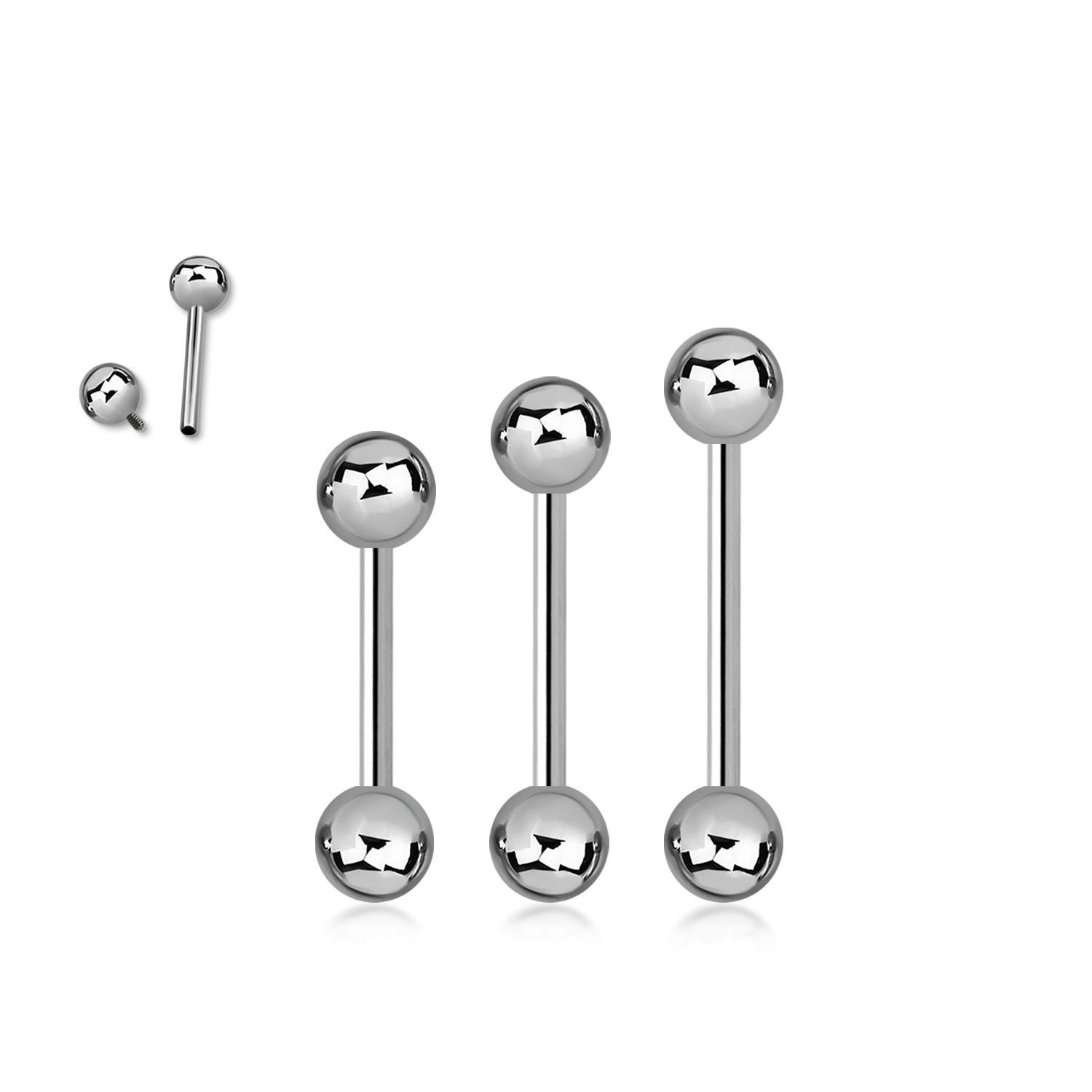 Titanium barbell 1,6mm invändigt gängad med 6mm kulor