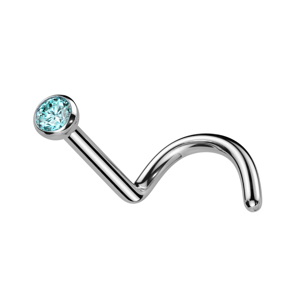 Nässmycke näspiercing i titanium med kubisk zirconia