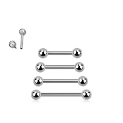 Titanium barbell 1,6mm invändigt gängad med 4mm kulor