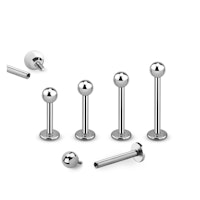 Labret / Flat back piercing i titanium - invändigt gängad 1,2mm med 3mm kula