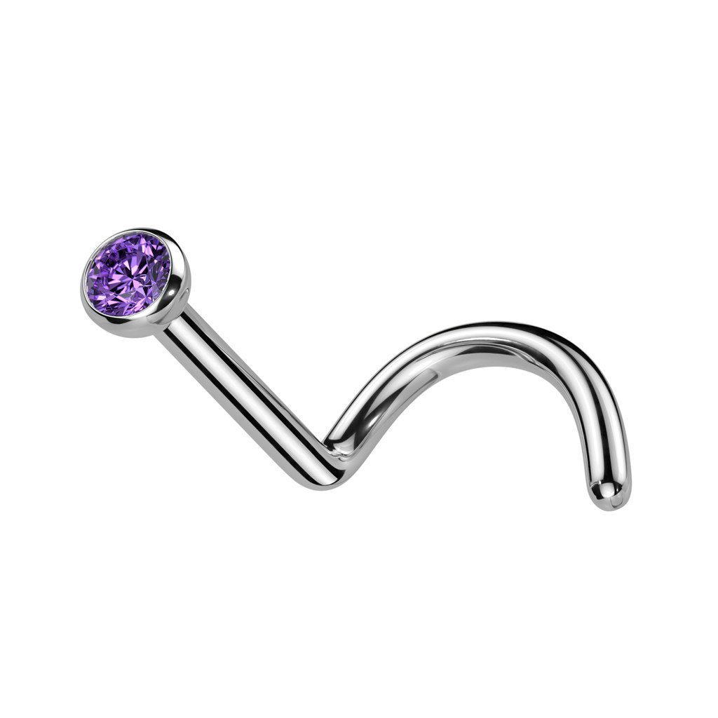 Nässmycke näspiercing i titanium med kubisk zirconia