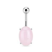 Navelsmycke banana 1,6mm med naturlig sten - Rosa aventurin