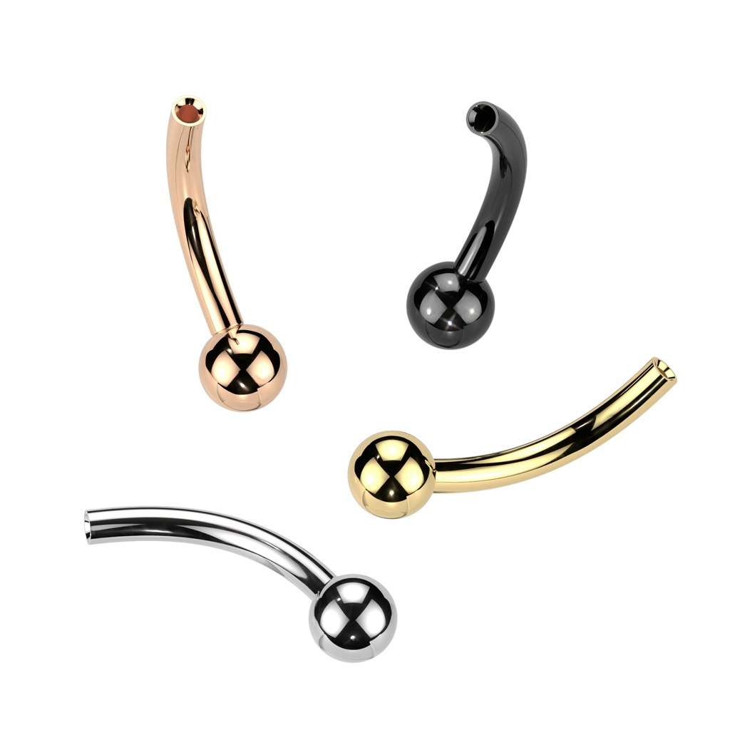 Titanium banana med 3mm kula i ena änden - threadless del
