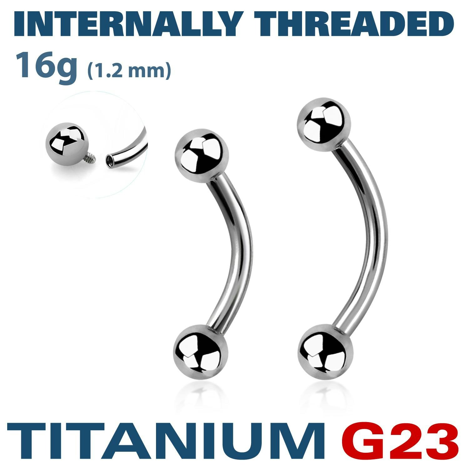 Titanium banana 1,2mm invändigt gängad med 3mm kulor