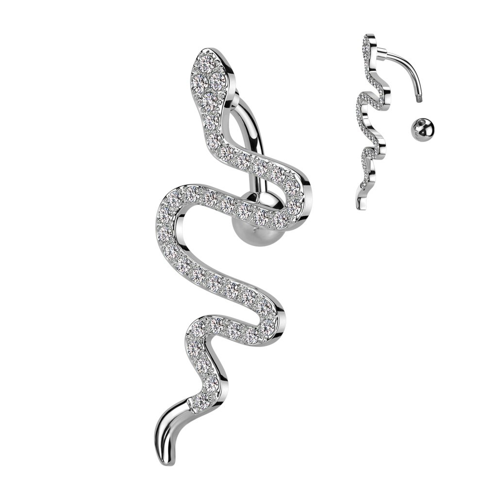 Navelsmycke banana 1,6mm - Orm med stenar