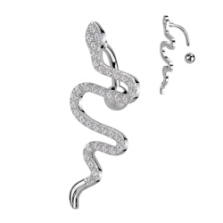 Navelsmycke banana 1,6mm - Orm med stenar