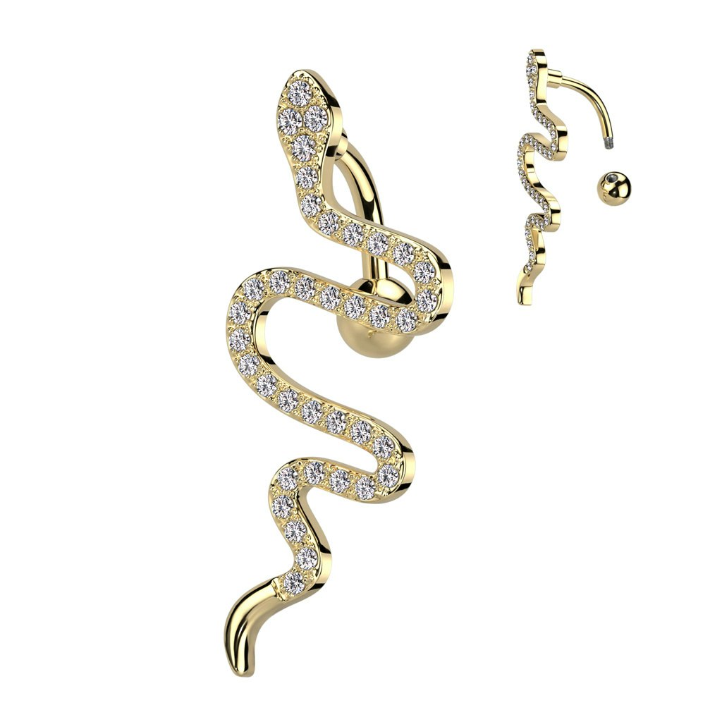 Navelsmycke banana 1,6mm - Orm med stenar