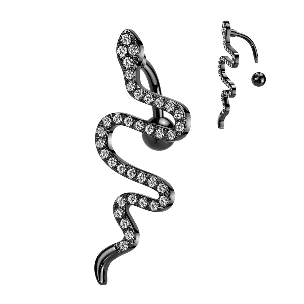 Navelsmycke banana 1,6mm - Orm med stenar