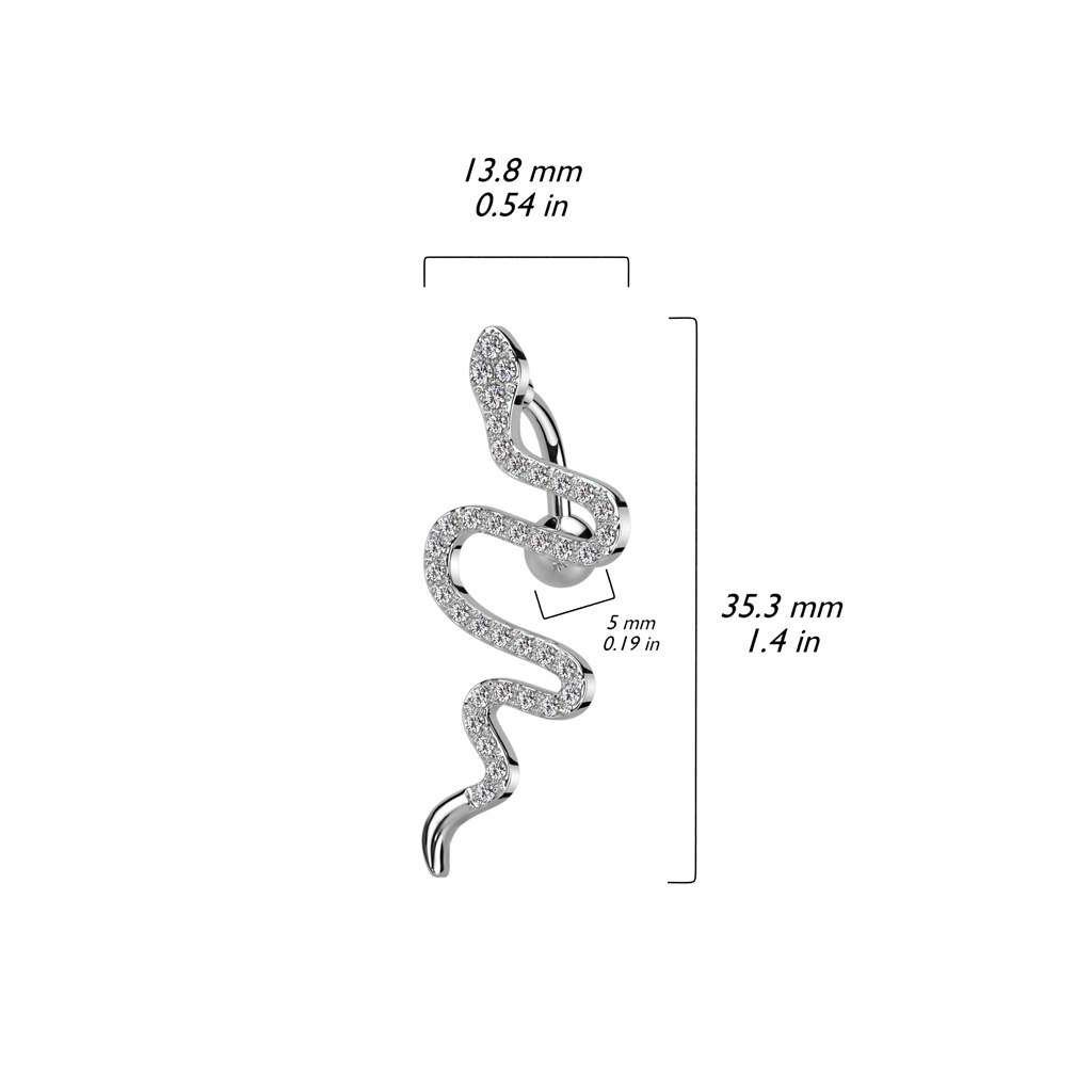 Navelsmycke banana 1,6mm - Orm med stenar