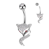 Navelsmycke banana 1,6mm - Räv med kubisk zirconia