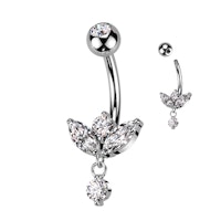 Navelsmycke banana 1,6mm - Marquise kubisk zirconia och hänge