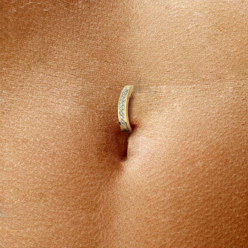 Titanium navelsmycke med cubic zirconia - unik design