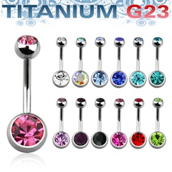 Titanium banana navelsmycke 1.6mm med 5 & 8mm crystalkulor