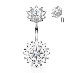 Navelsmycke - Marquise CZ blomma
