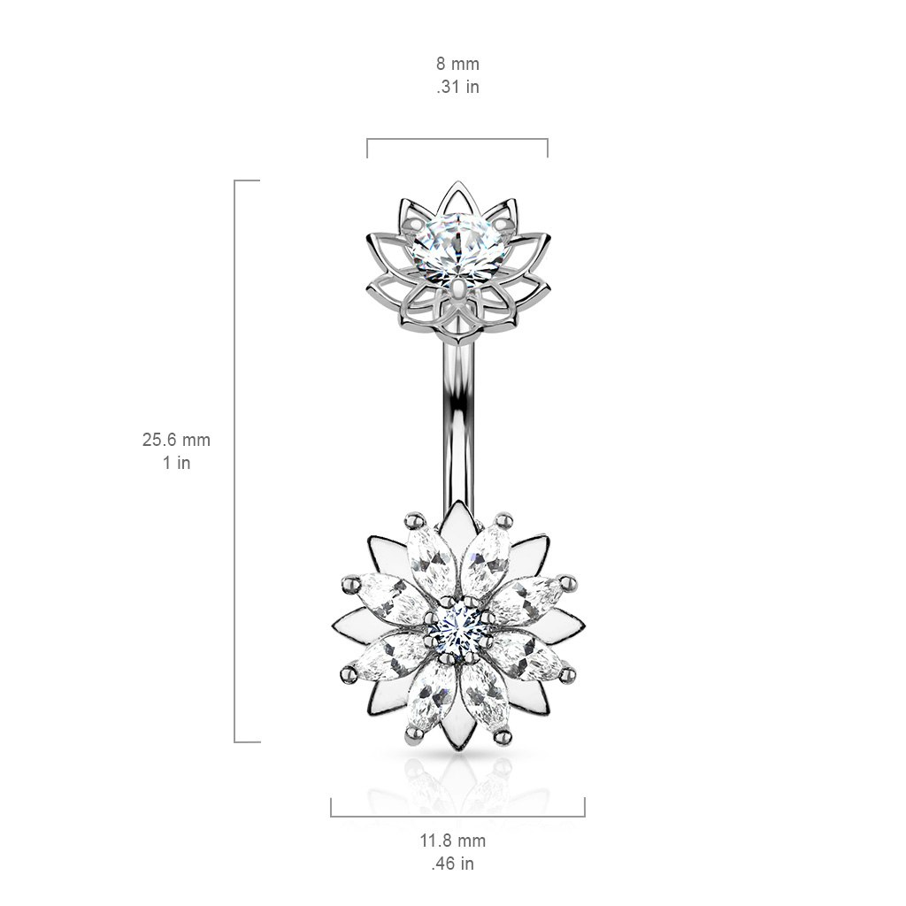 Navelsmycke - Marquise CZ blomma
