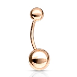 Roséguldpläterad 1.2mm / 1.6mm banana navelsmycke med 4mm och 6mm kula