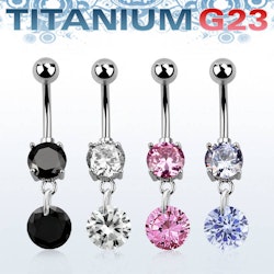 Titanium navelsmycke med cubic zirconia