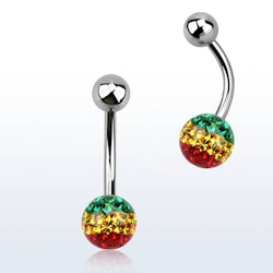 Banana / navelsmycke med 6mm rasta feridoboll