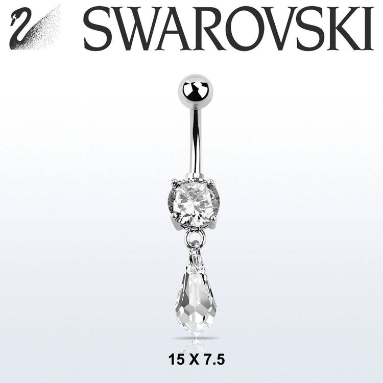 Navelsmycke med droppformad swarovskiⓇ crystal