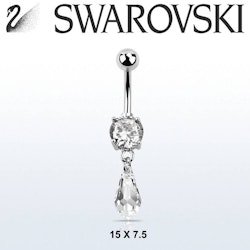 Navelsmycke med droppformad swarovskiⓇ crystal