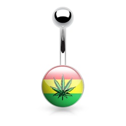 Navelsmycke 1.6mm med logo - "Rasta Marijuanablad"