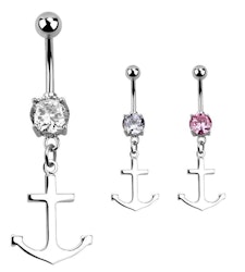 Navelsmycke med ankare i 925 Silver