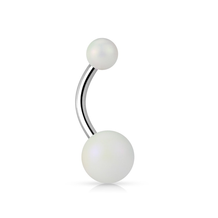 Navelsmycke / Banana 1.6mm med 5 och 8mm pärlbollar