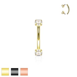 PVD-pläterad banana invändigt gängad 1.2mm / 8mm med 3mm prong-set CZ
