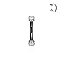 PVD-pläterad banana invändigt gängad 1.2mm / 8mm med 3mm prong-set CZ