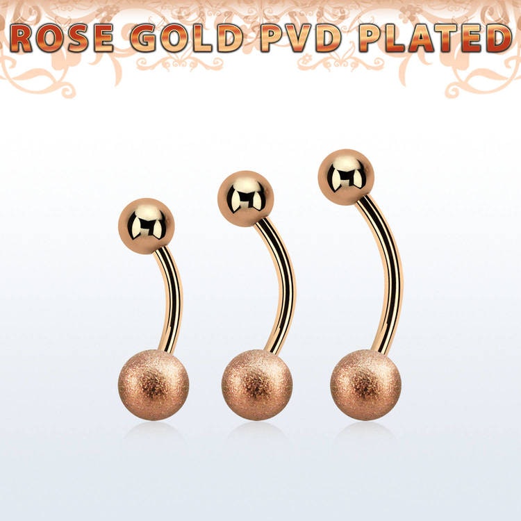Banana / navelsmycke med 6mm frostad kula roséguld