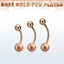 Banana / navelsmycke med 6mm frostad kula roséguld