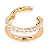 Titanium roséguldpläterad clicker dubbel hoop med cubic zirconia