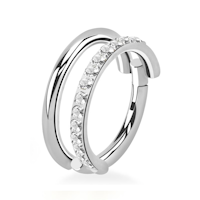 Titanium clicker dubbel hoop med cubic zirconia