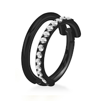 Titanium svartpläterad clicker dubbel hoop med cubic zirconia