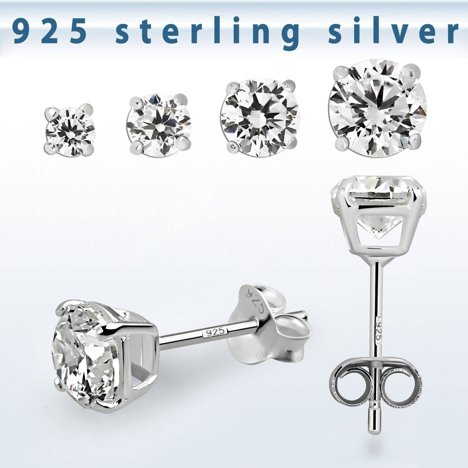 Örhänge i 925 silver med klar cubic zirconia (par)